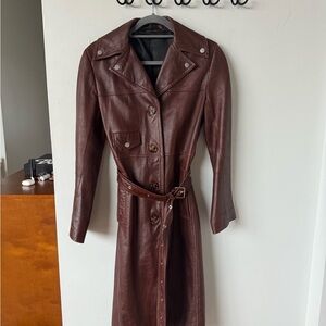 Helmut Lang Burgundy Leather Trench